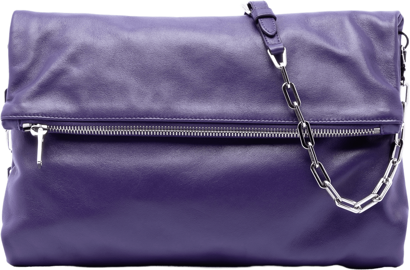 Prada Soft Calf Fold Over Shoulder Bag, från Luxclusif, i färgen purple.