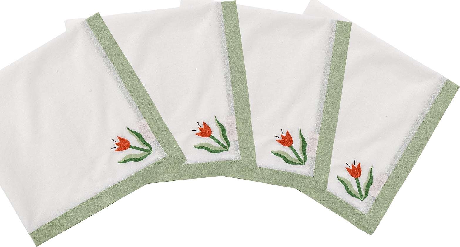Madelen Möllard Tulip Servett 4-pack - 45x45 Cm, från Pick A Poppy, i färgen light green.
