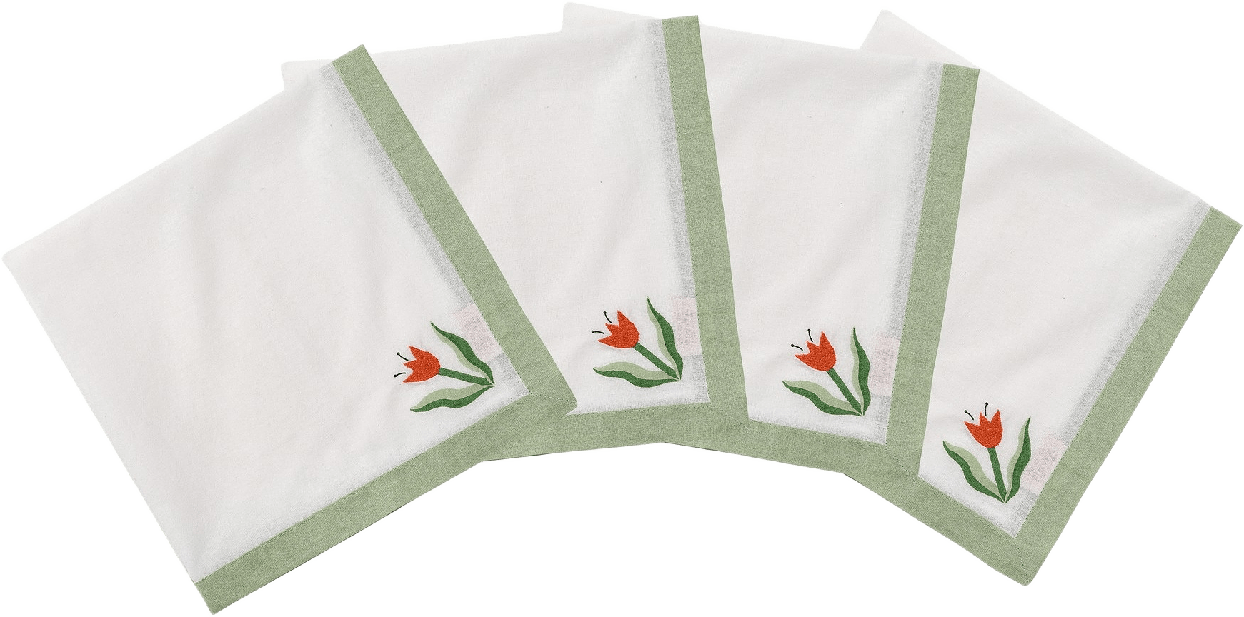 Madelen Möllard Tulip Servett 4-pack - 45x45 Cm, från Pick A Poppy, i färgen light green.