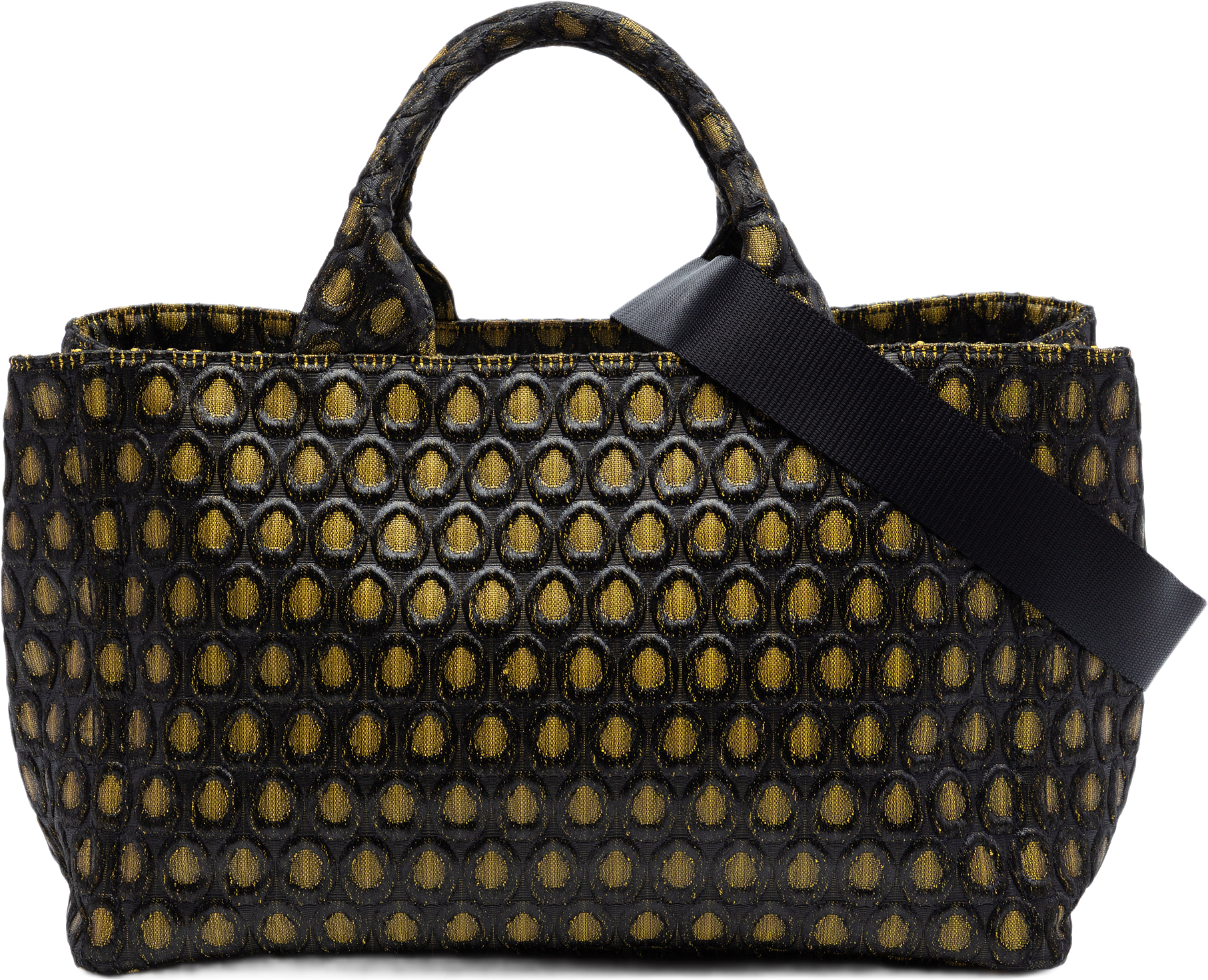 Prada Tessuto Broccato Canapa Tote, från Luxclusif, i färgen gold.
