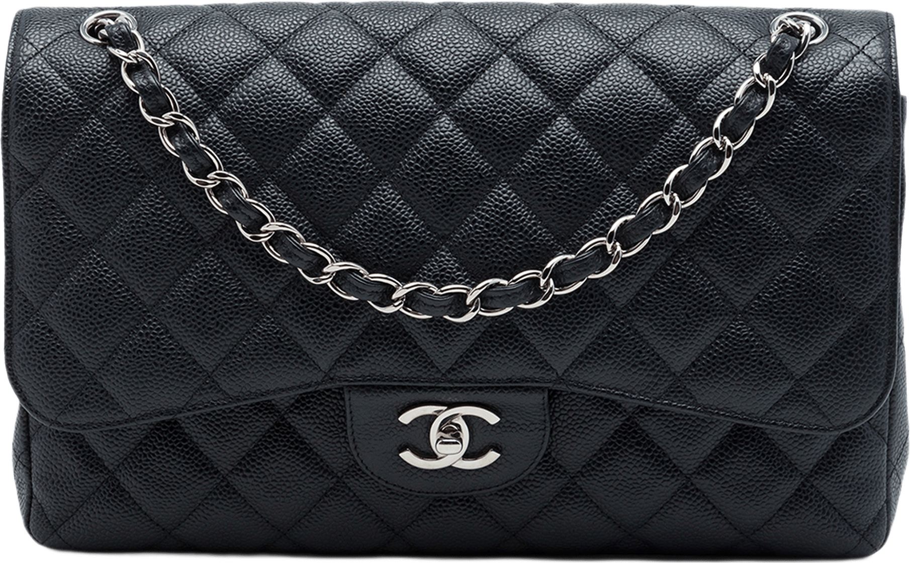 Chanel Jumbo Classic Caviar Double Flap, från Luxclusif, i färgen svart.