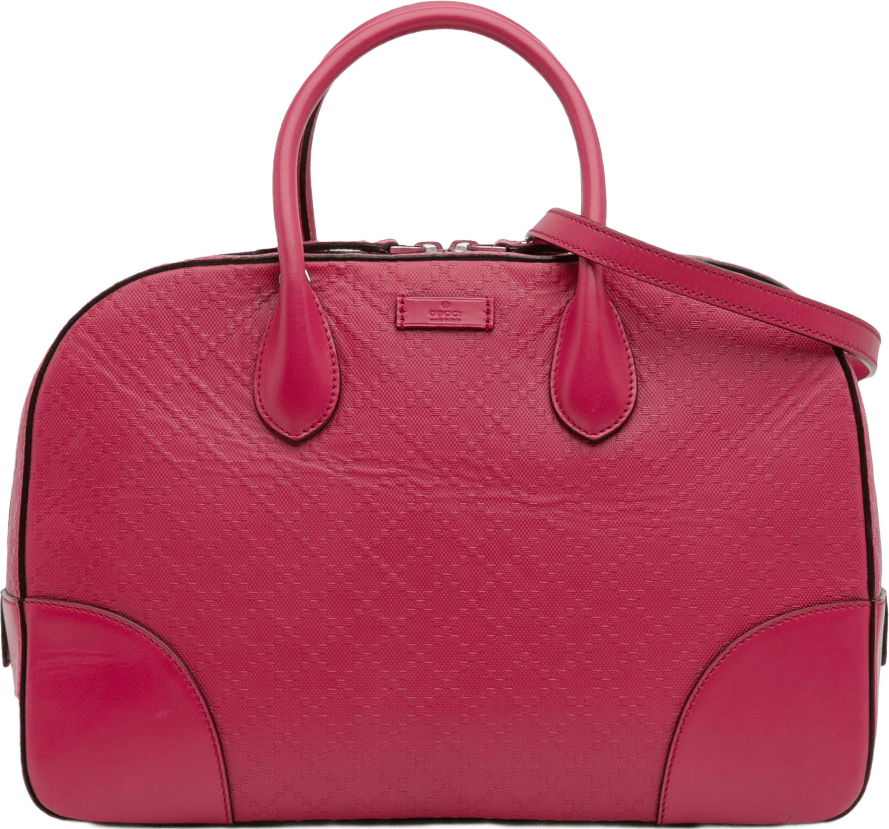 Gucci Diamante Bright Leather Satchel, från Luxclusif, i färgen dark pink.
