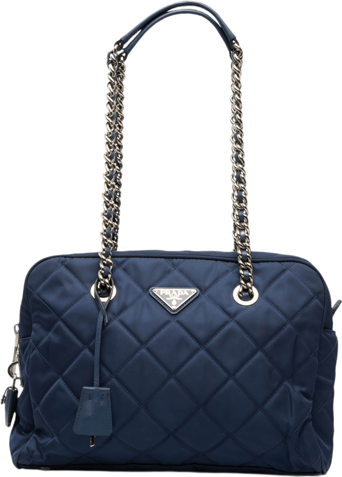 Prada Impuntu Tessuto Chain Shoulder Bag, från Luxclusif, i färgen blue.
