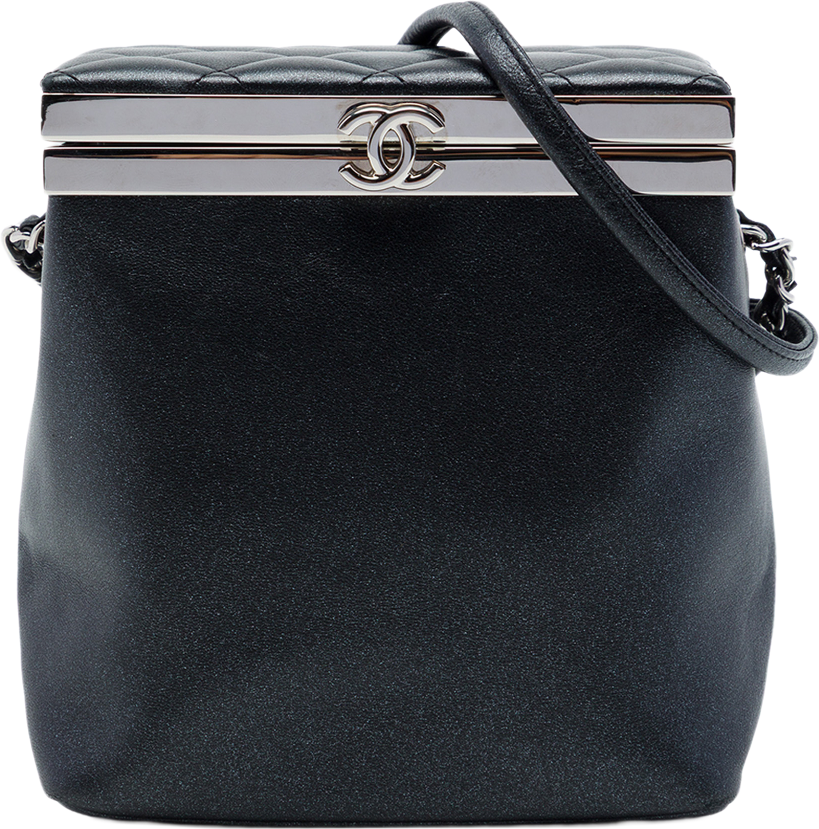 Chanel Cc Metallic Calfskin Vanity Case, från Luxclusif, i färgen svart.