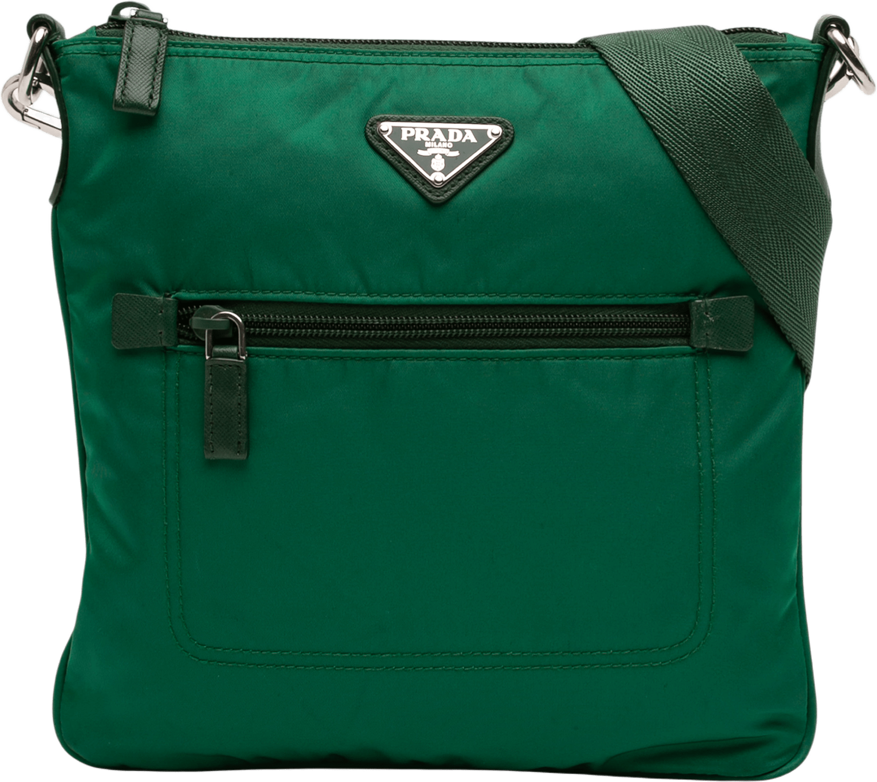 Prada Tessuto Zip Top Crossbody, från Luxclusif, i färgen green.