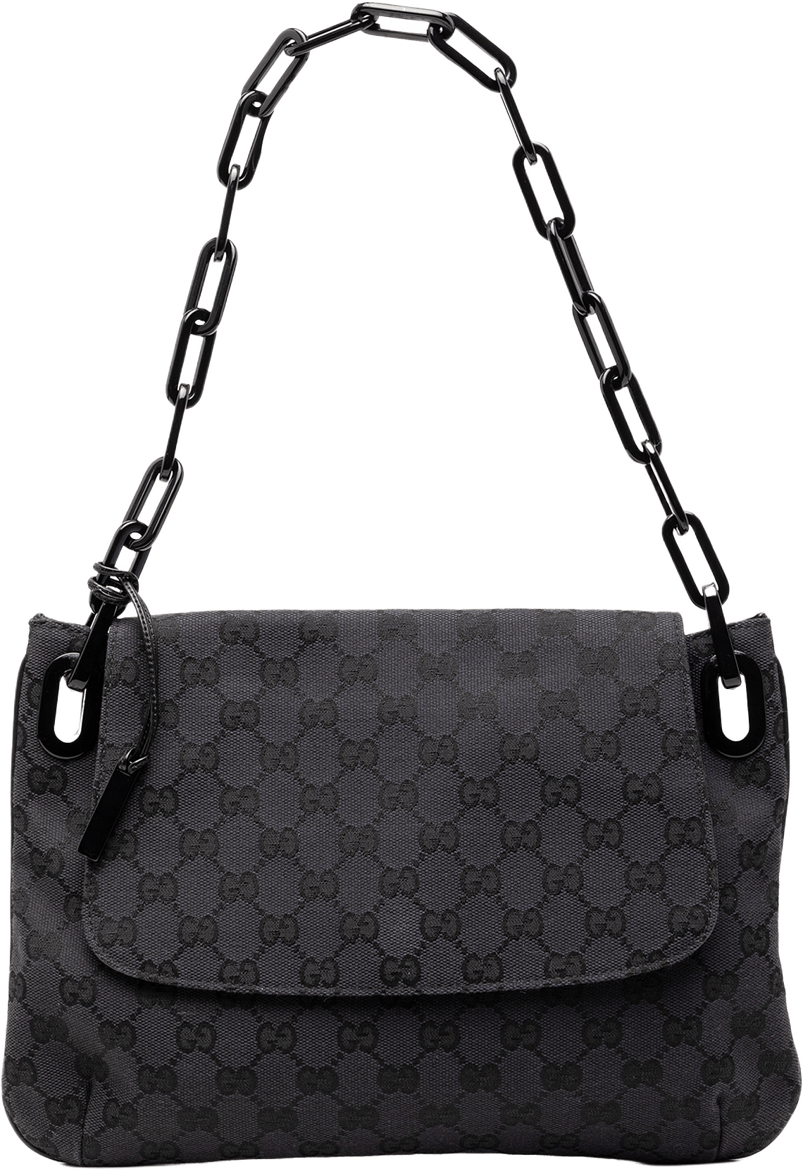 Gucci Gg Canvas Resin Chain Flap Shoulder Bag, från Luxclusif, i färgen black.