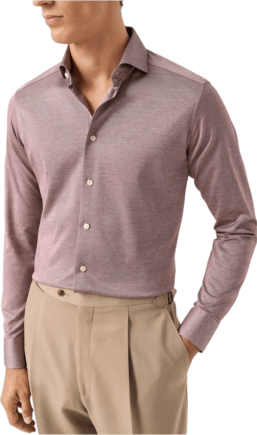 Skjorta I Jacquardstickad Filo Di Scozia Slim Fit, från Eton, i färgen red.