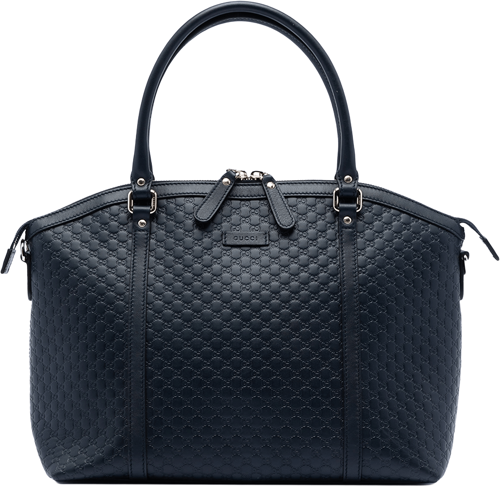 Gucci Large Microguccissima Dome Satchel, från Luxclusif, i färgen navy.