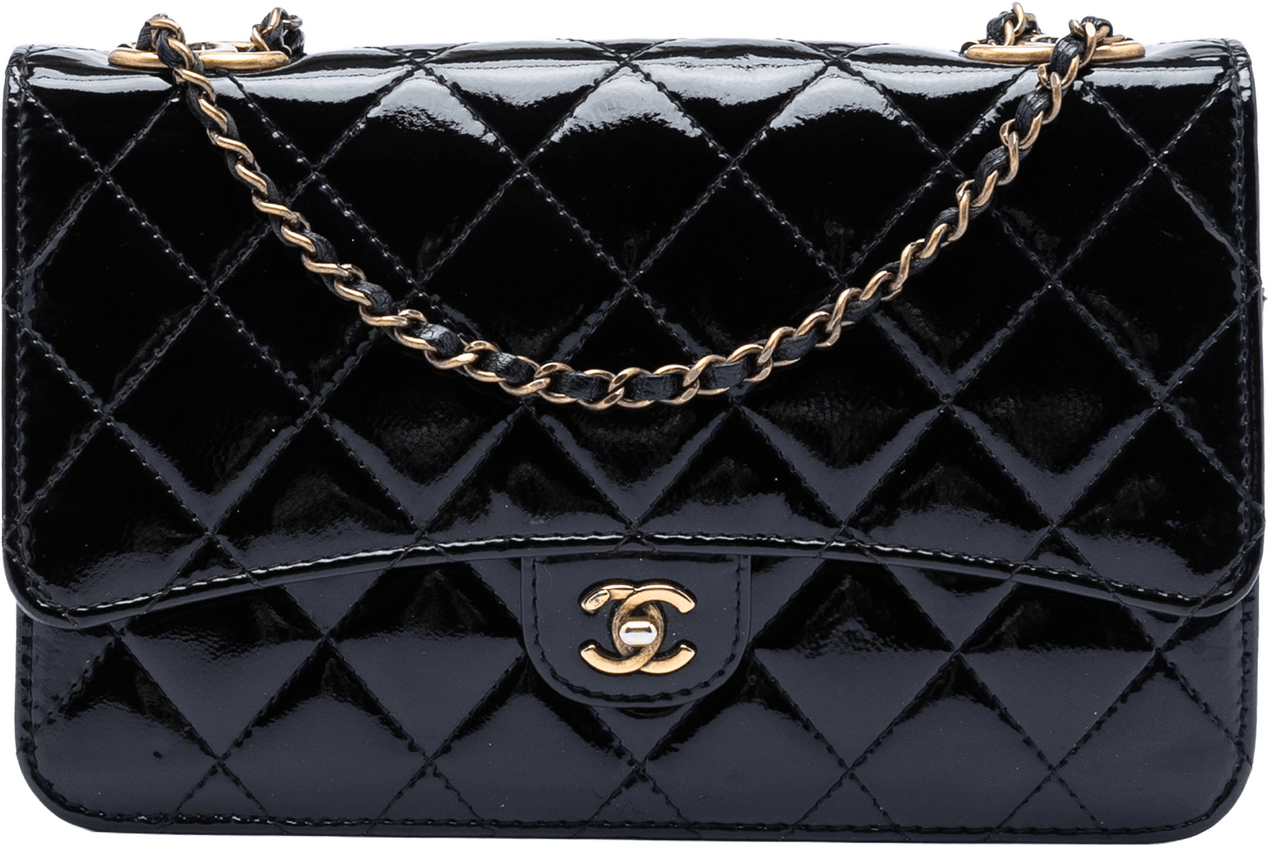 Chanel Patent Cc Eyelet Wallet On Chain, från Luxclusif, i färgen black.