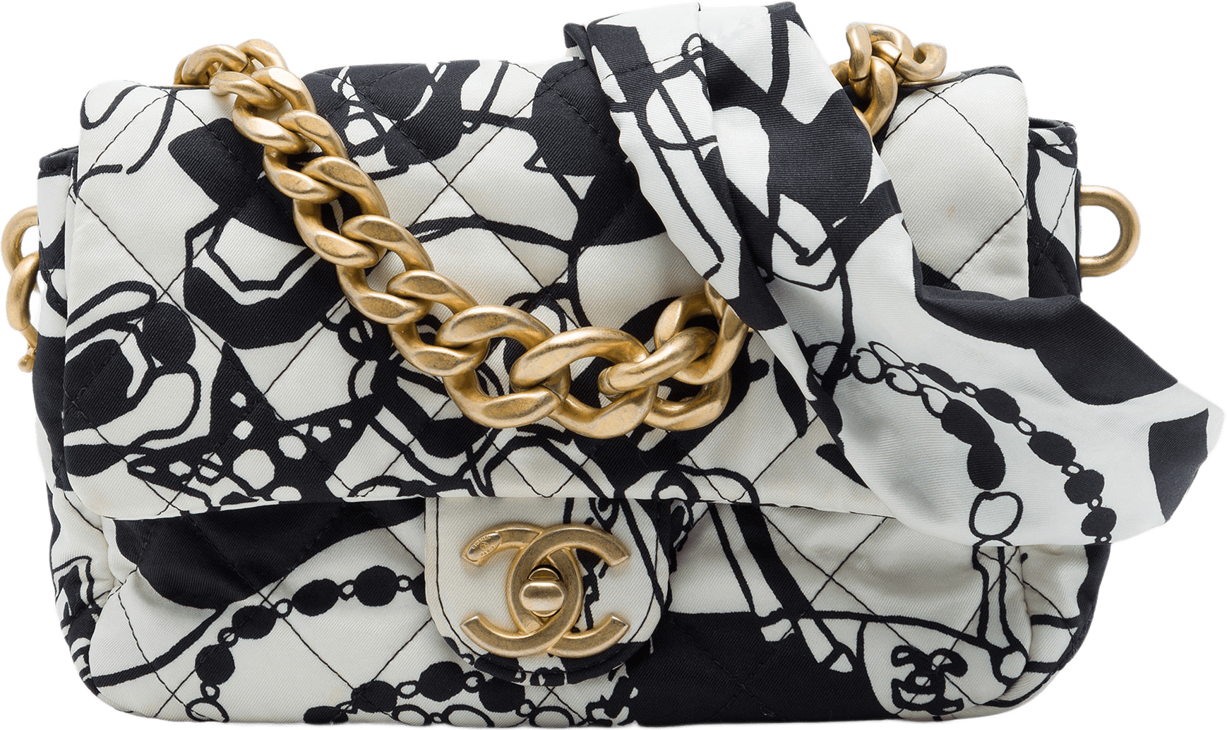 Chanel Mini Printed Canvas Deer Coco Flap, från Luxclusif, i färgen vit.