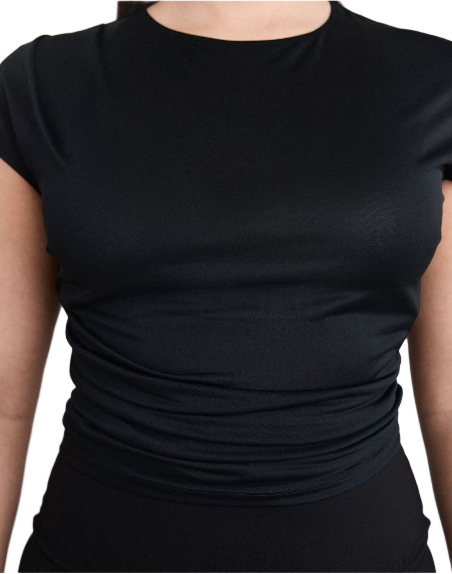 Luminous Draped Short Sleeve, från aim'n, i färgen black.