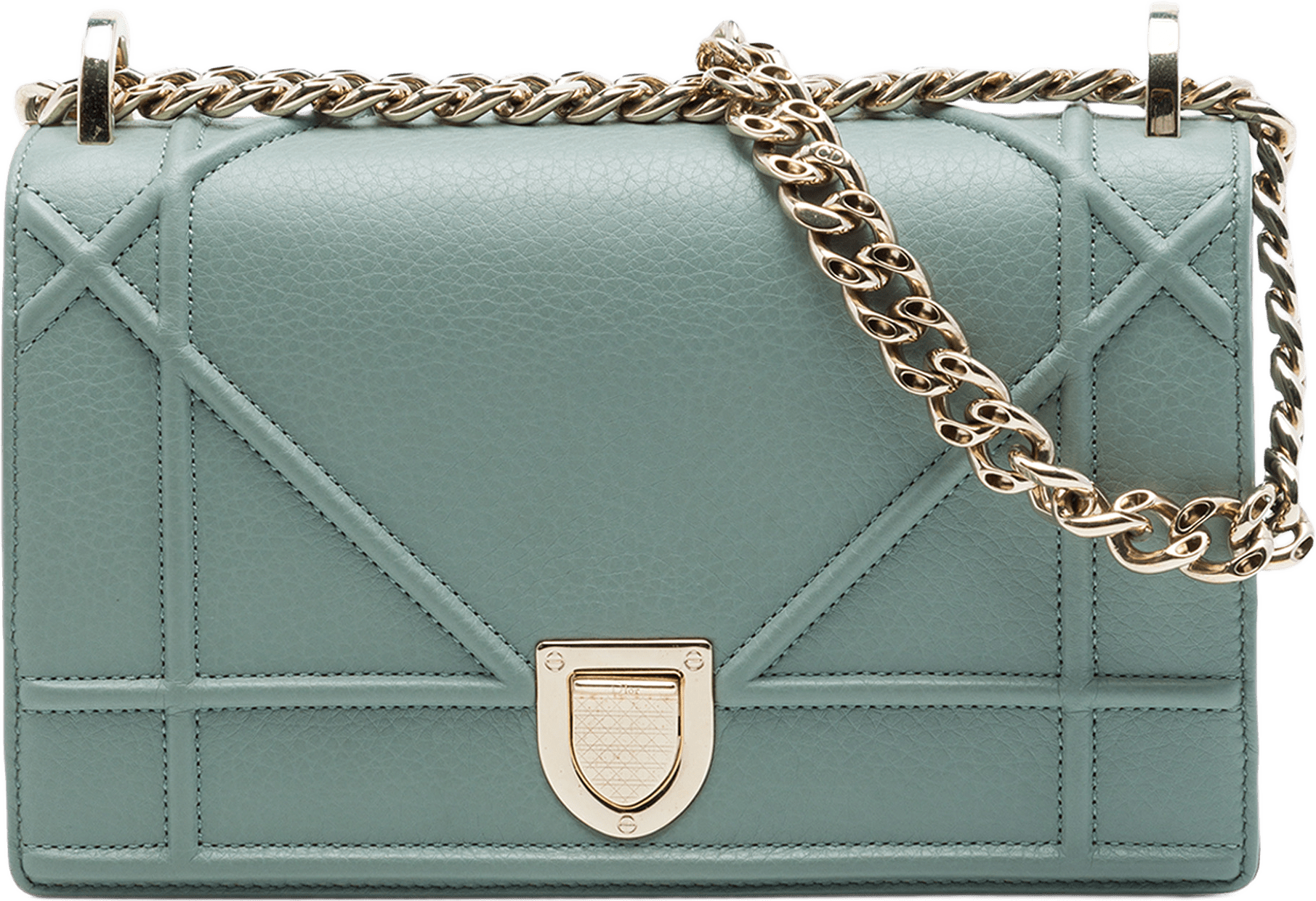 Dior Small Grained Calfskin Diorama Flap, från Luxclusif, i färgen blå.