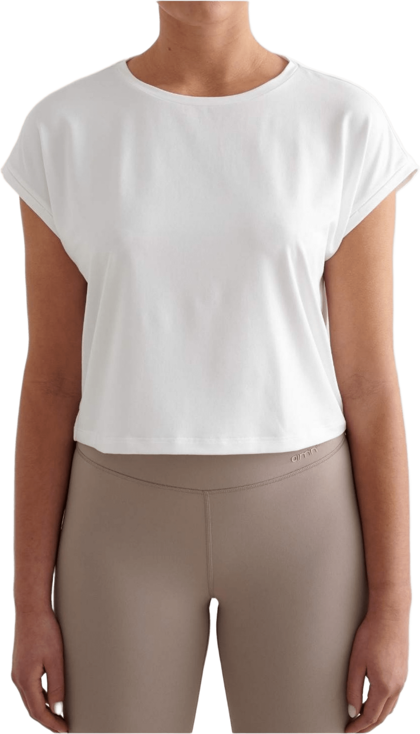 Soft Basic Roll Sleeve Top, från aim'n, i färgen white.