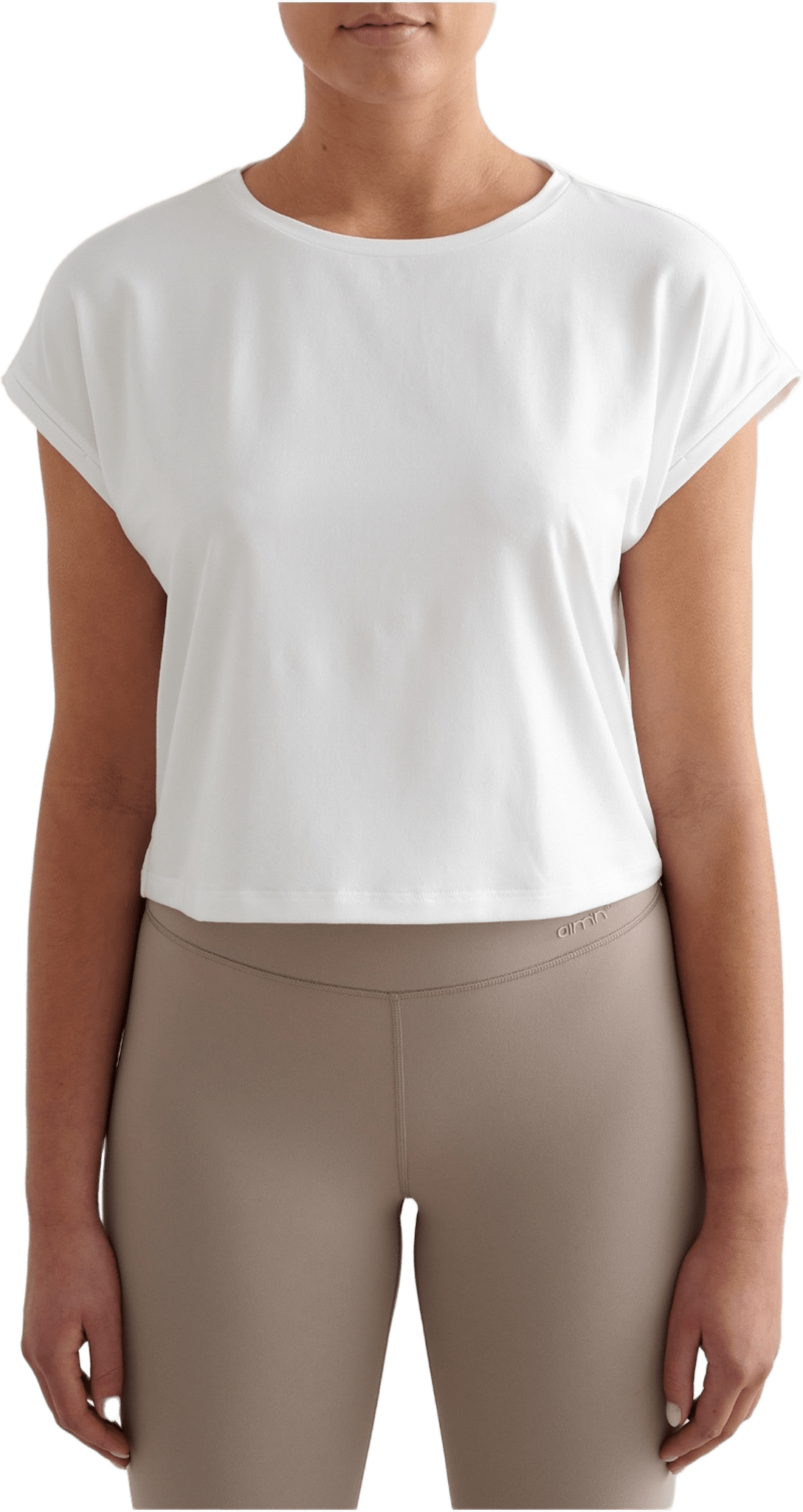 Soft Basic Roll Sleeve Top, från aim'n, i färgen white.