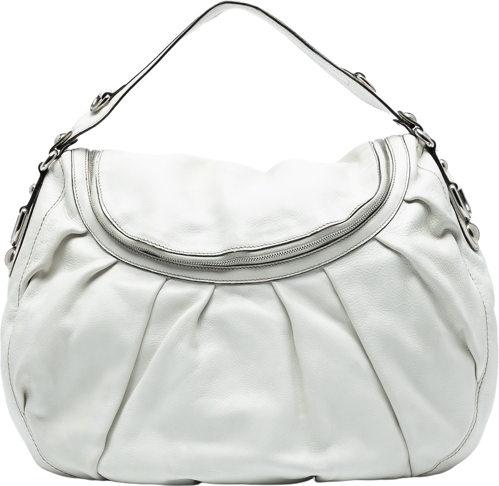 Gucci Medium Pebbled Calfskin Icon Bit Satchel, från Luxclusif, i färgen ivory.