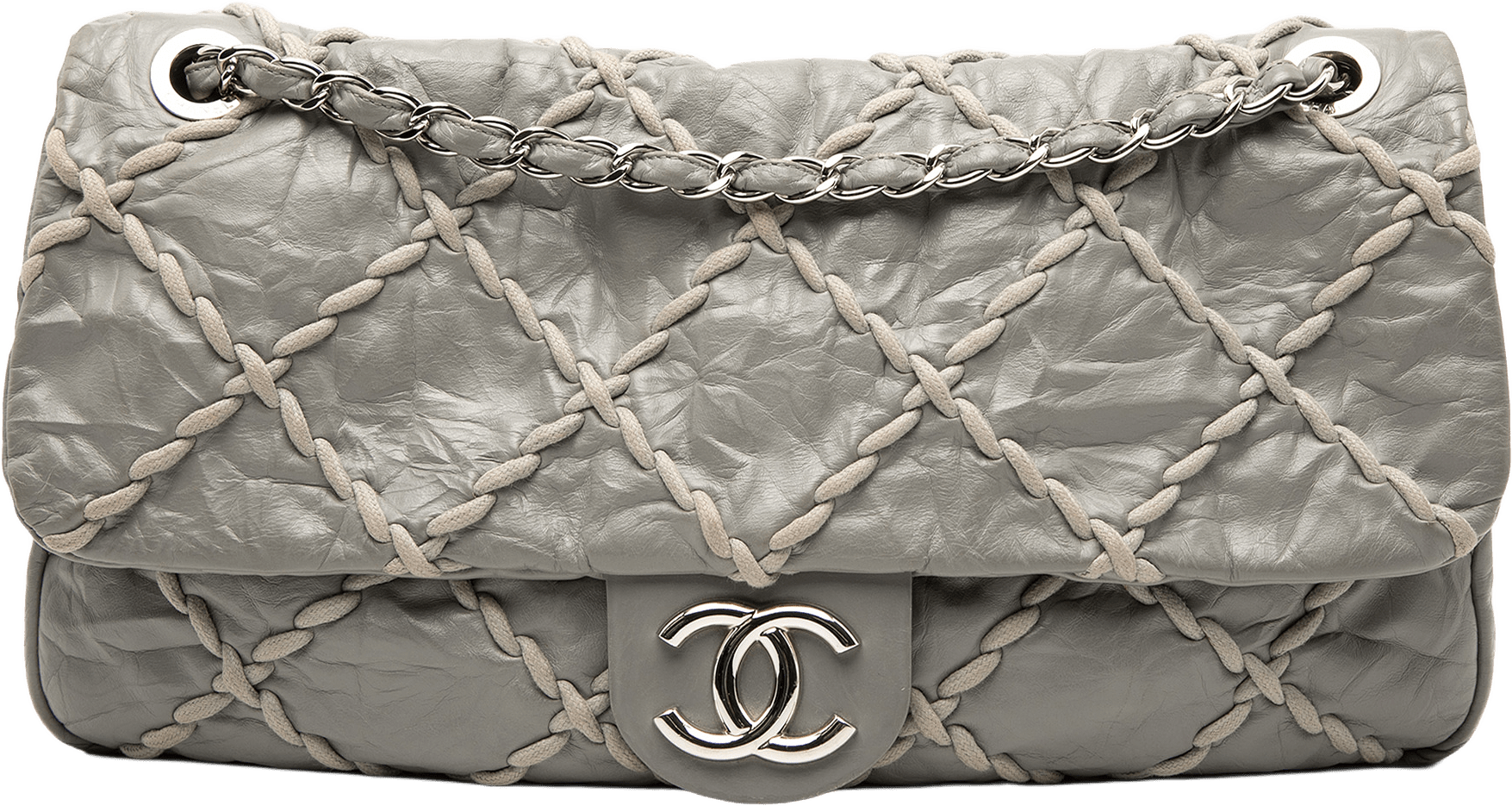 Chanel Jumbo Quilted Calfskin Ultra Stitch Flap, från Luxclusif, i färgen gray.