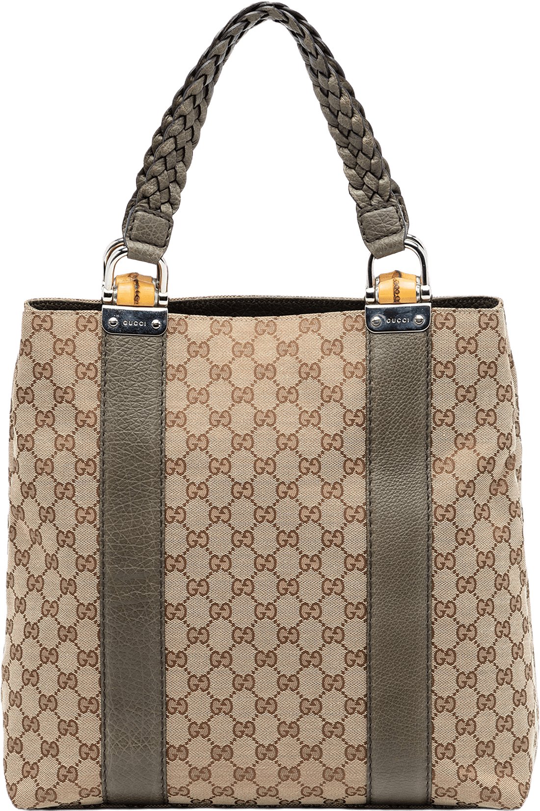 Gucci Large Gg Canvas Bamboo Libeccio Tote, från Luxclusif, i färgen beige.