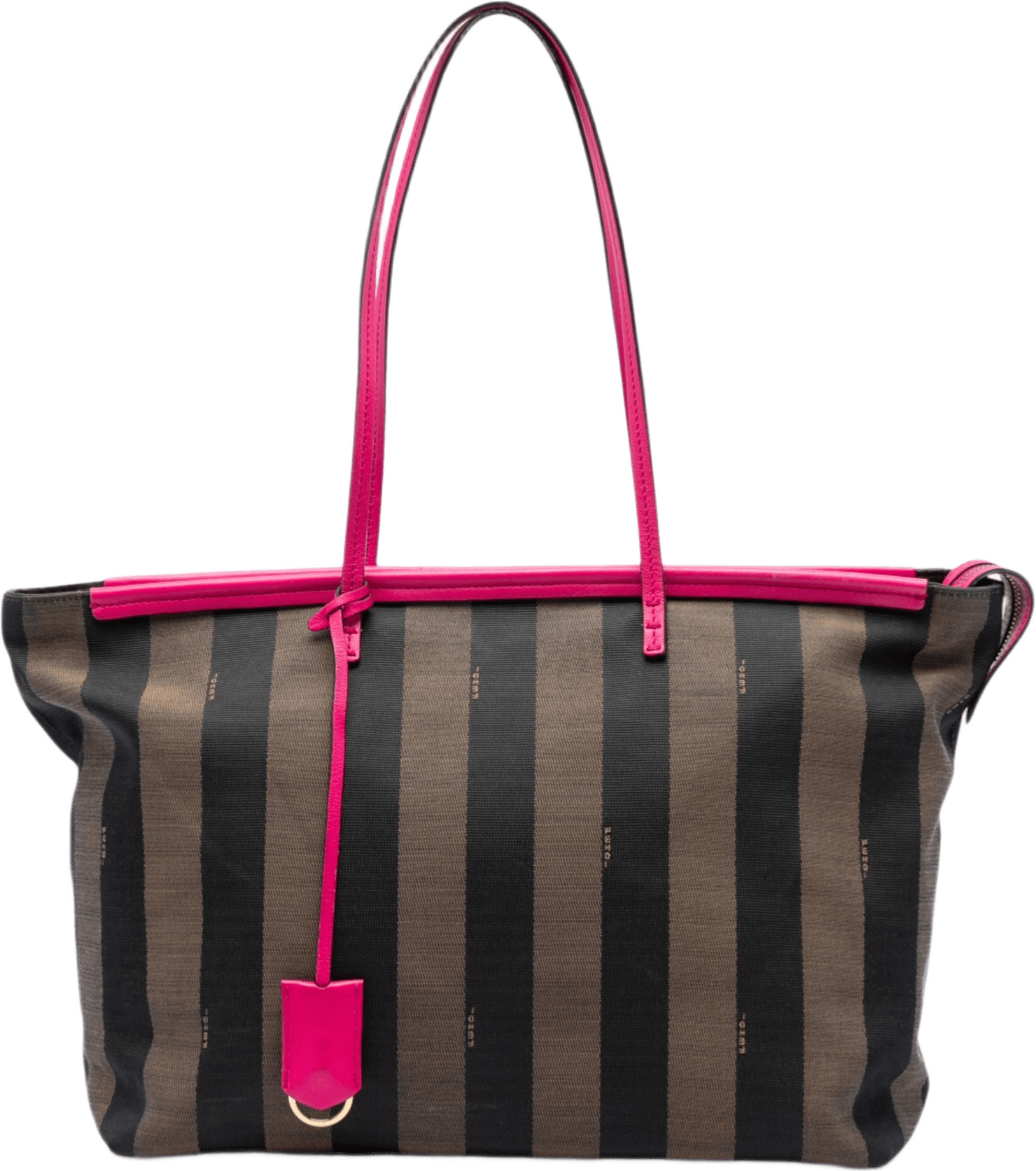 Fendi Medium Pequin Canvas Roll Tote, från Luxclusif, i färgen brown.