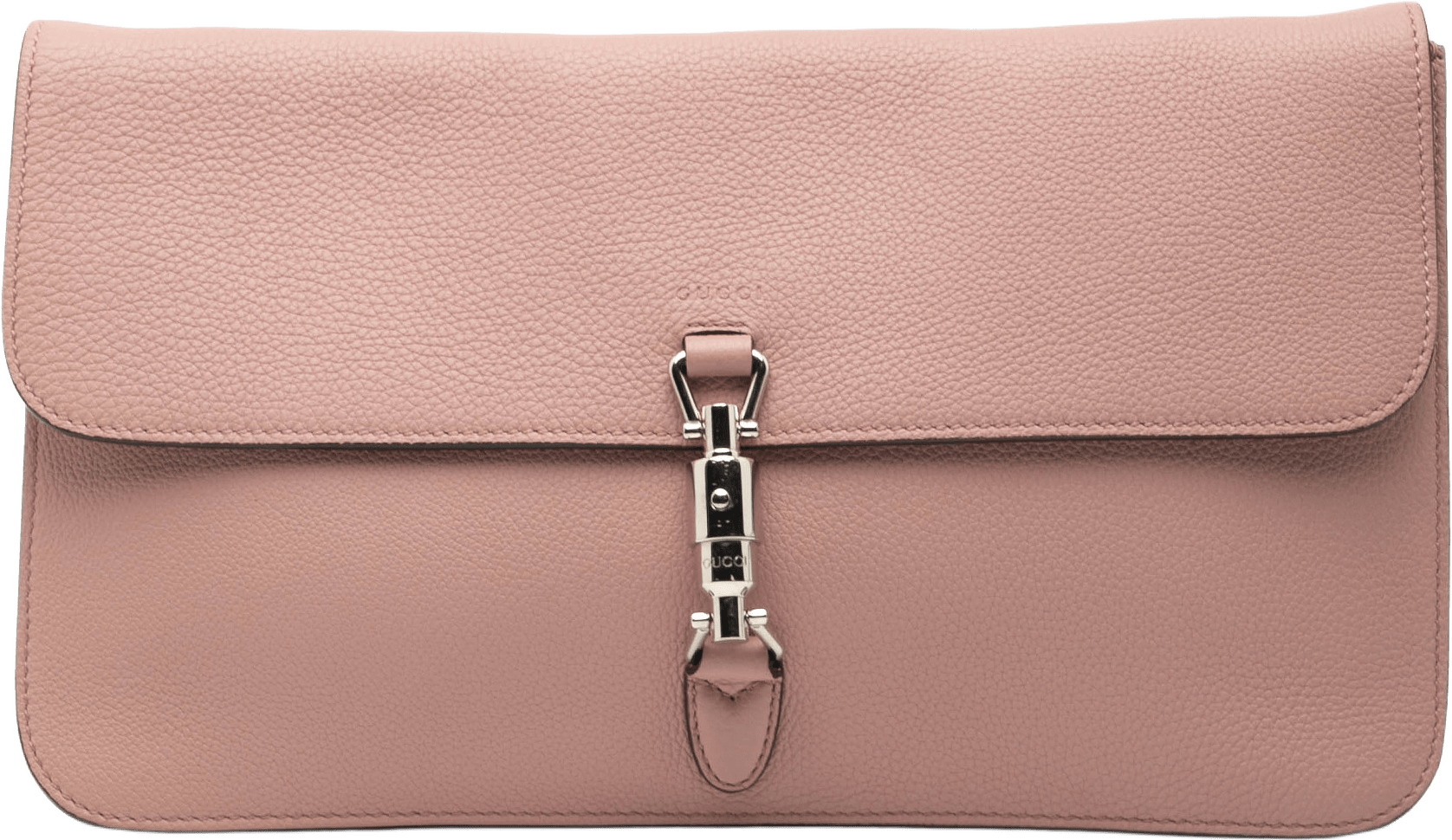 Gucci Pebbled Calfskin Soft Jackie Clutch, från Luxclusif, i färgen pink.