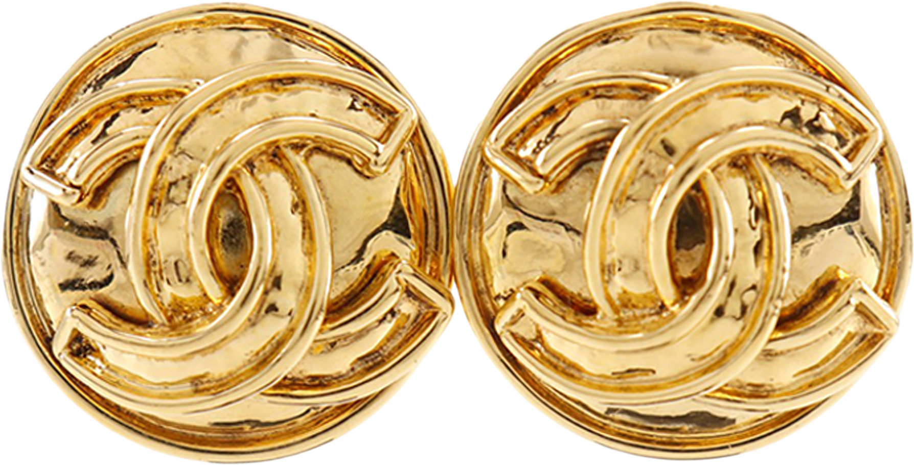 Chanel Cc Gold Plated Round Clip On Earrings, från Luxclusif, i färgen gold.