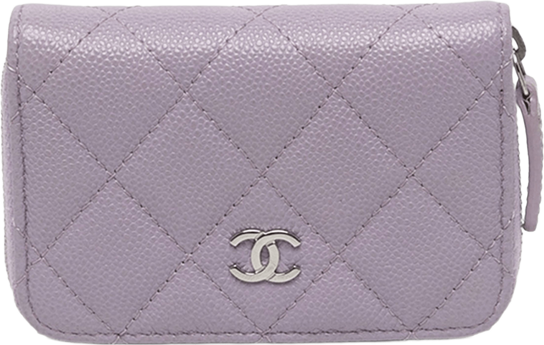 Chanel Cc Quilted Caviar Compact Zip Coin Pouch, från Luxclusif, i färgen purpur.
