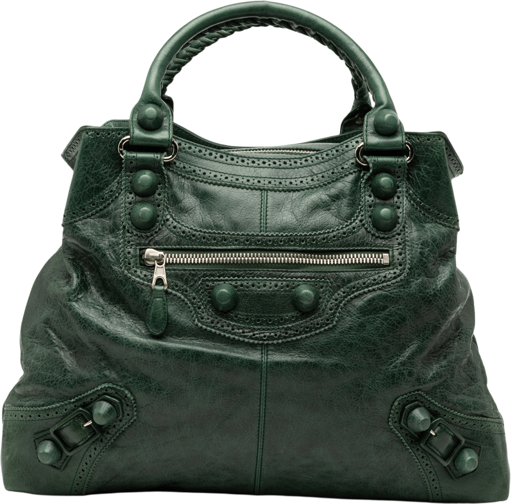 Balenciaga Lambskin Motocross Midday Giant Brogues, från Luxclusif, i färgen dark green.