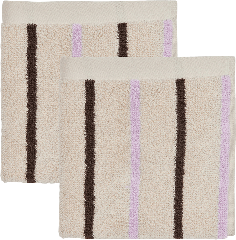 Raita Wash Cloth - Pack Of 2, från OYOY Living, i färgen beige,brown,lavender.