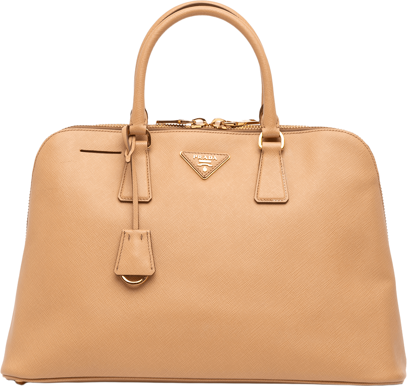 Prada Large Saffiano Lux Promenade Satchel, från Luxclusif, i färgen beige.