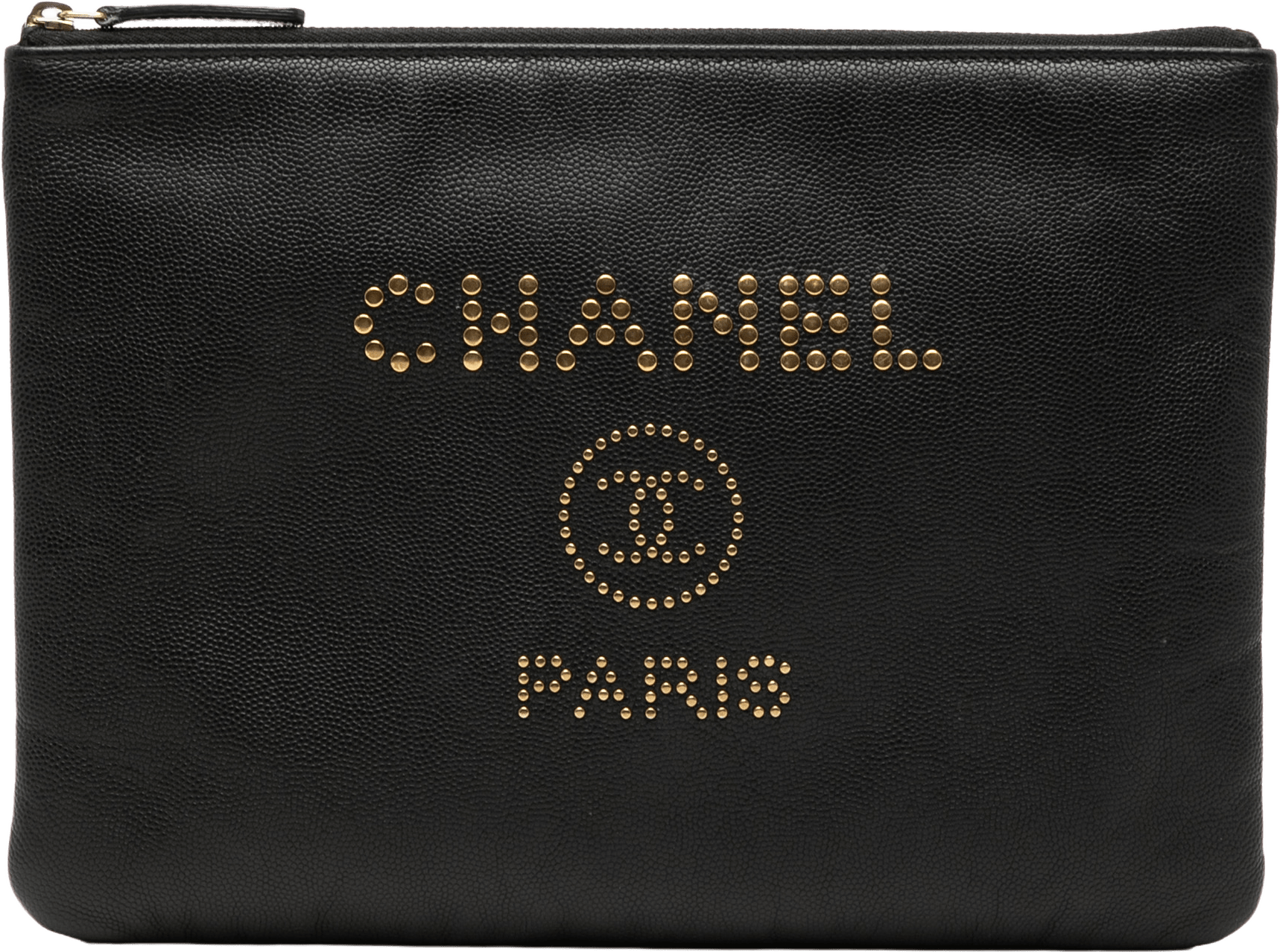Chanel Medium Caviar Deauville Studded O Case Clutch, från Luxclusif, i färgen black.