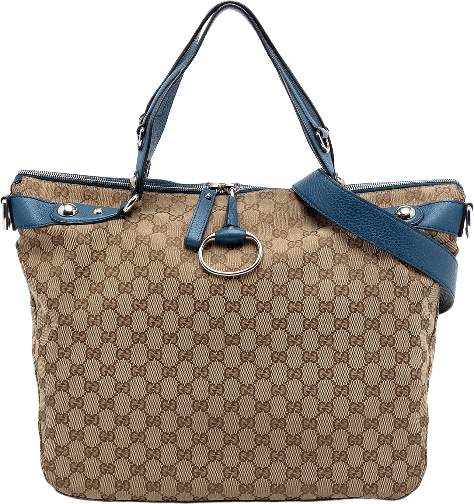 Gucci Large Gg Canvas Icon Bit Satchel, från Luxclusif, i färgen beige.