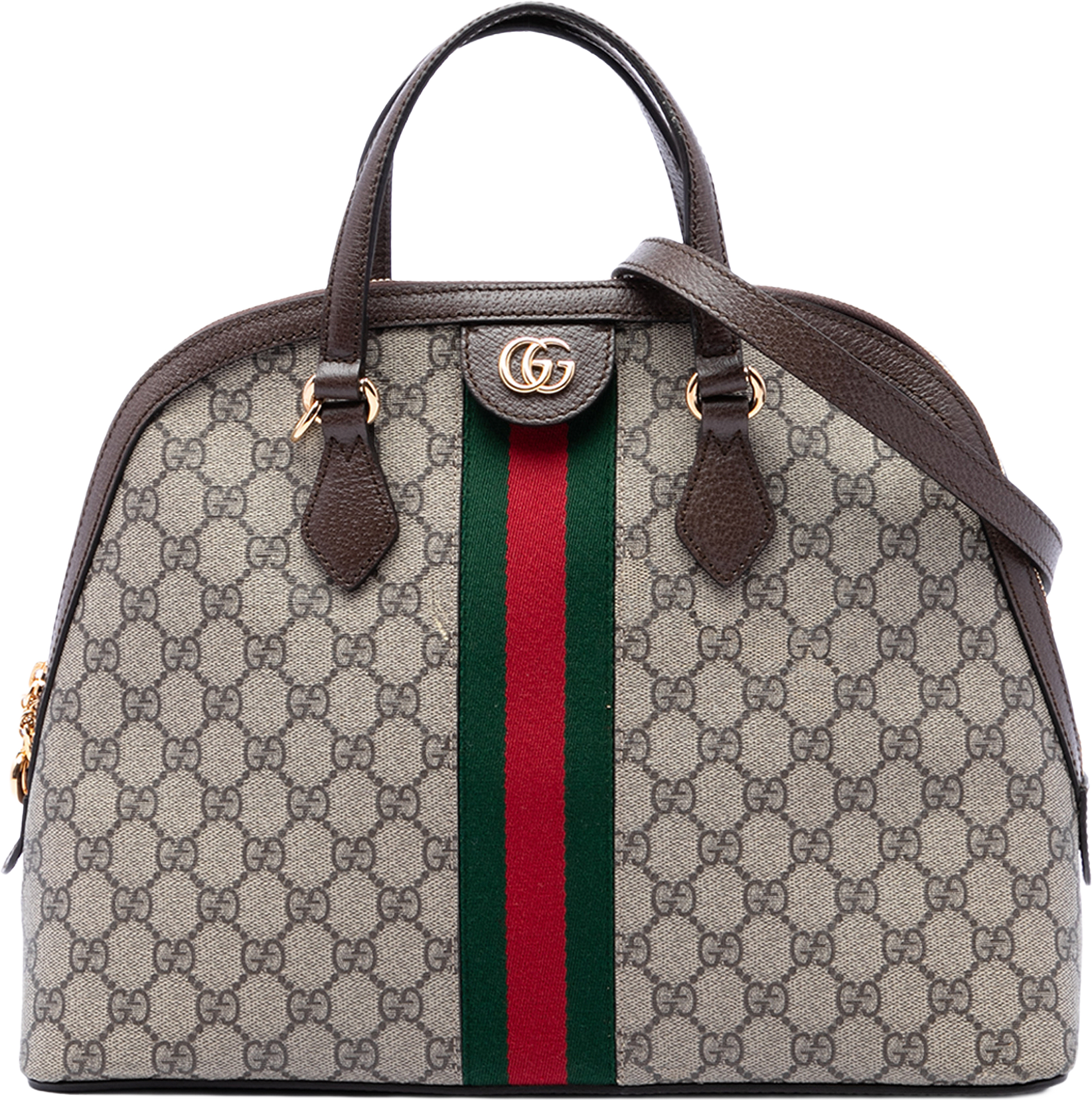 Gucci Medium Gg Supreme Ophidia Web Satchel, från Luxclusif, i färgen beige.