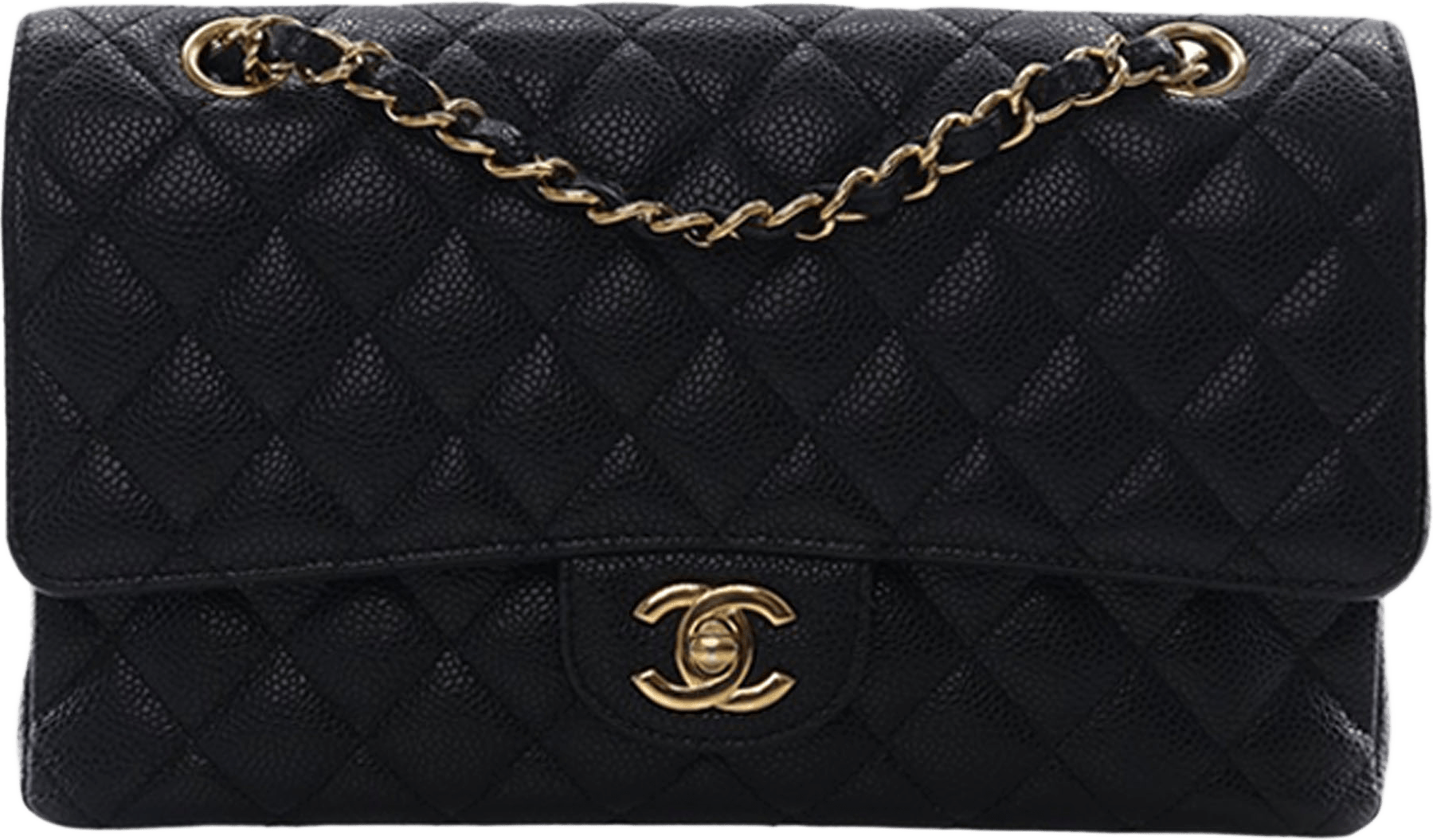 Chanel Medium Classic Caviar Double Flap, från Luxclusif, i färgen black.