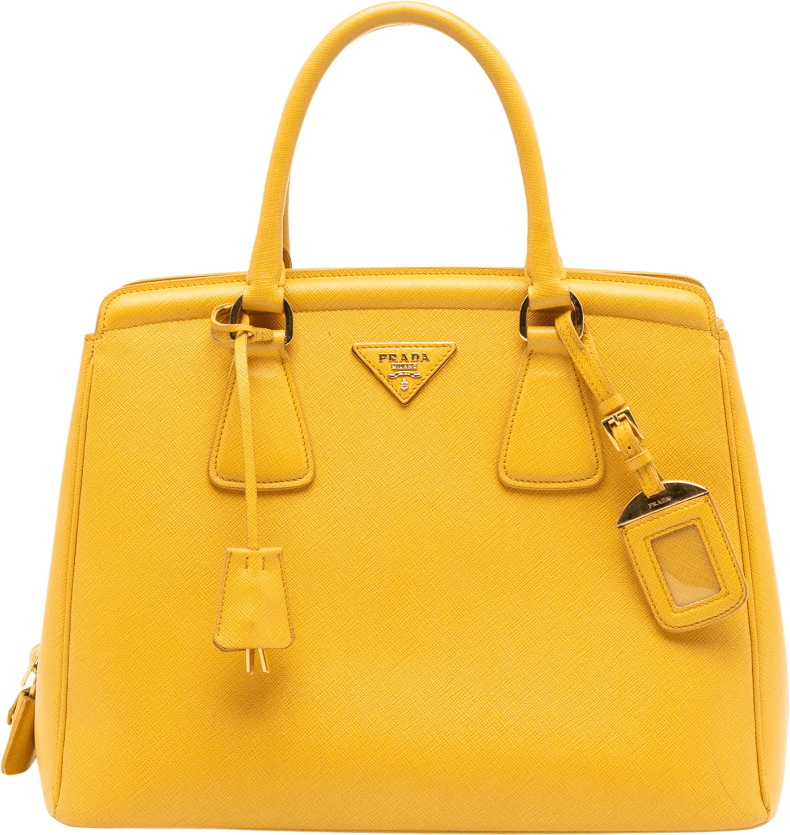 Prada Saffiano Lux Parabole Tote, från Luxclusif, i färgen yellow.