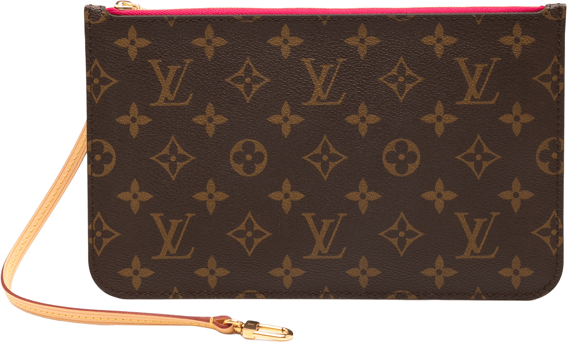 Louis Vuitton Monogram Neverfull Pouch, från Luxclusif, i färgen brown.