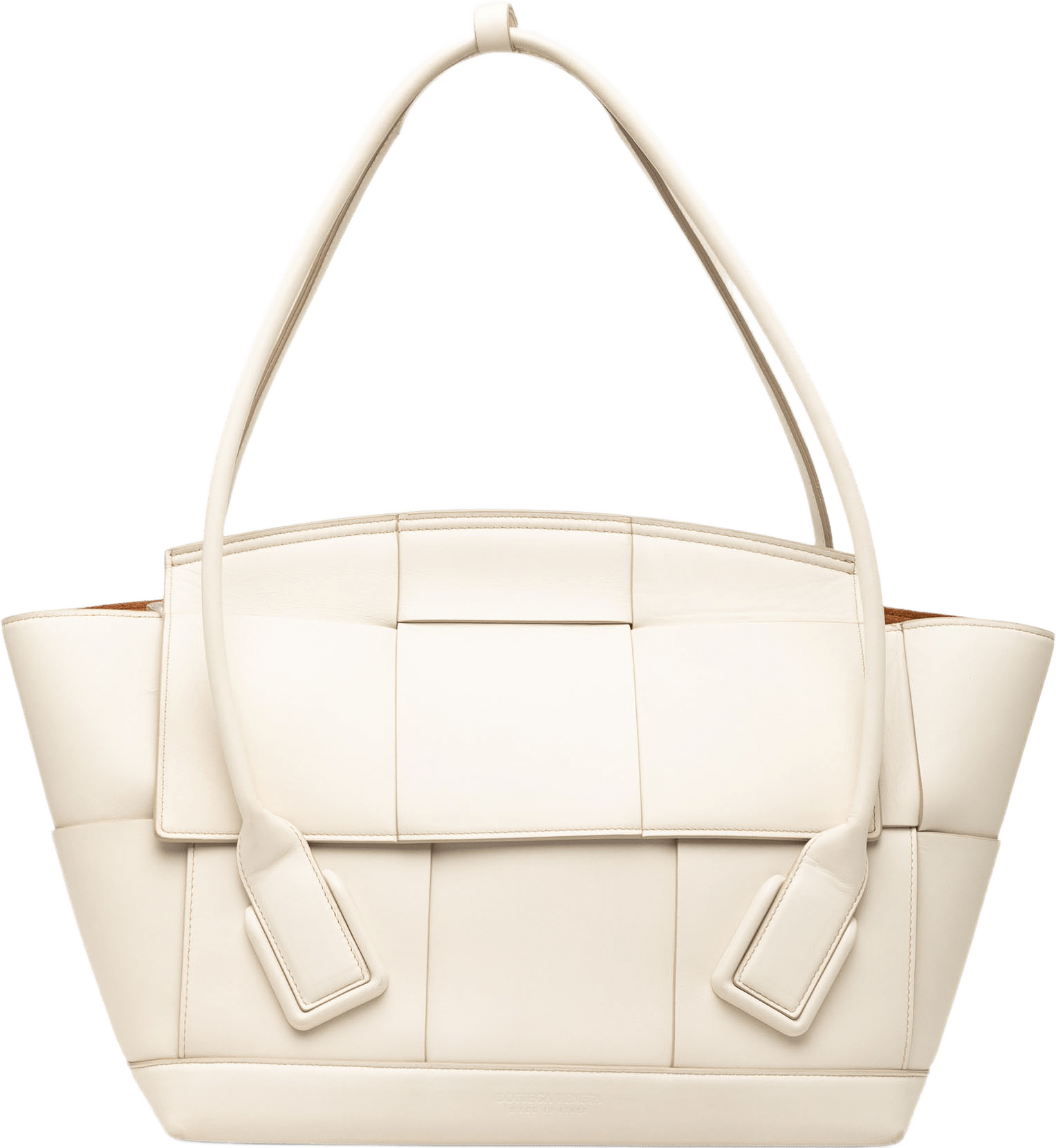 Bottega Veneta Medium Calfskin Maxi Intrecciato Arco Tote, från Luxclusif, i färgen white.