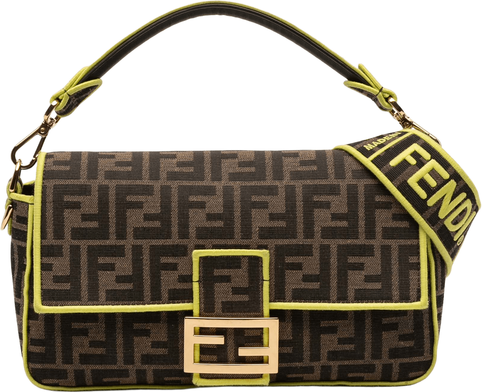 Fendi Zucca Embroidered Canvas Baguette Satchel, från Luxclusif, i färgen brown.