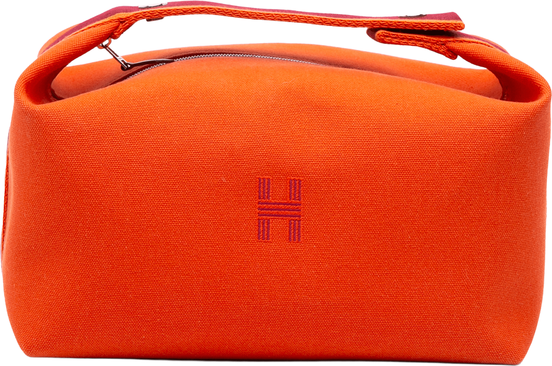 Hermès Large Toile Bride A Brac Case, från Luxclusif, i färgen orange.