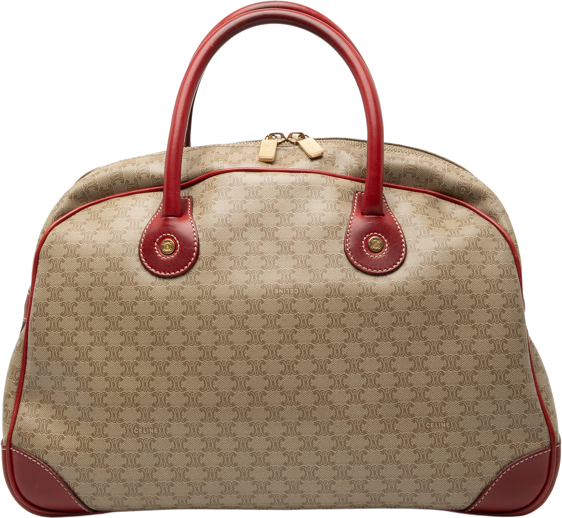 Celine Macadam Coated Canvas Handbag, från Luxclusif, i färgen beige.