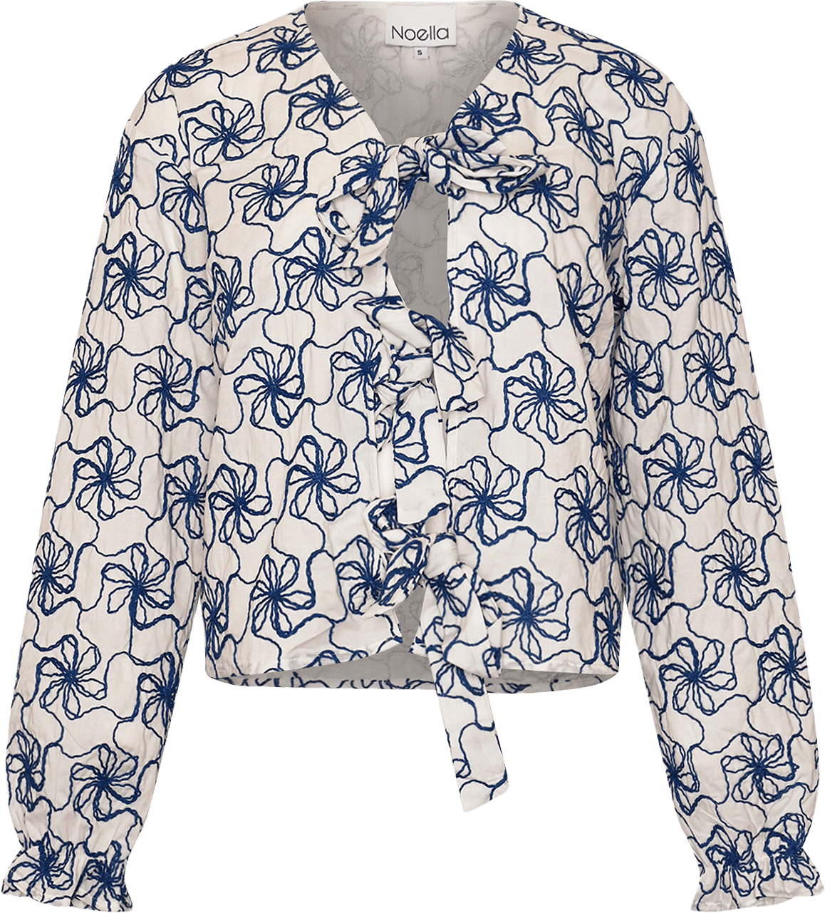 Krisina Blouse - White Blue Combo