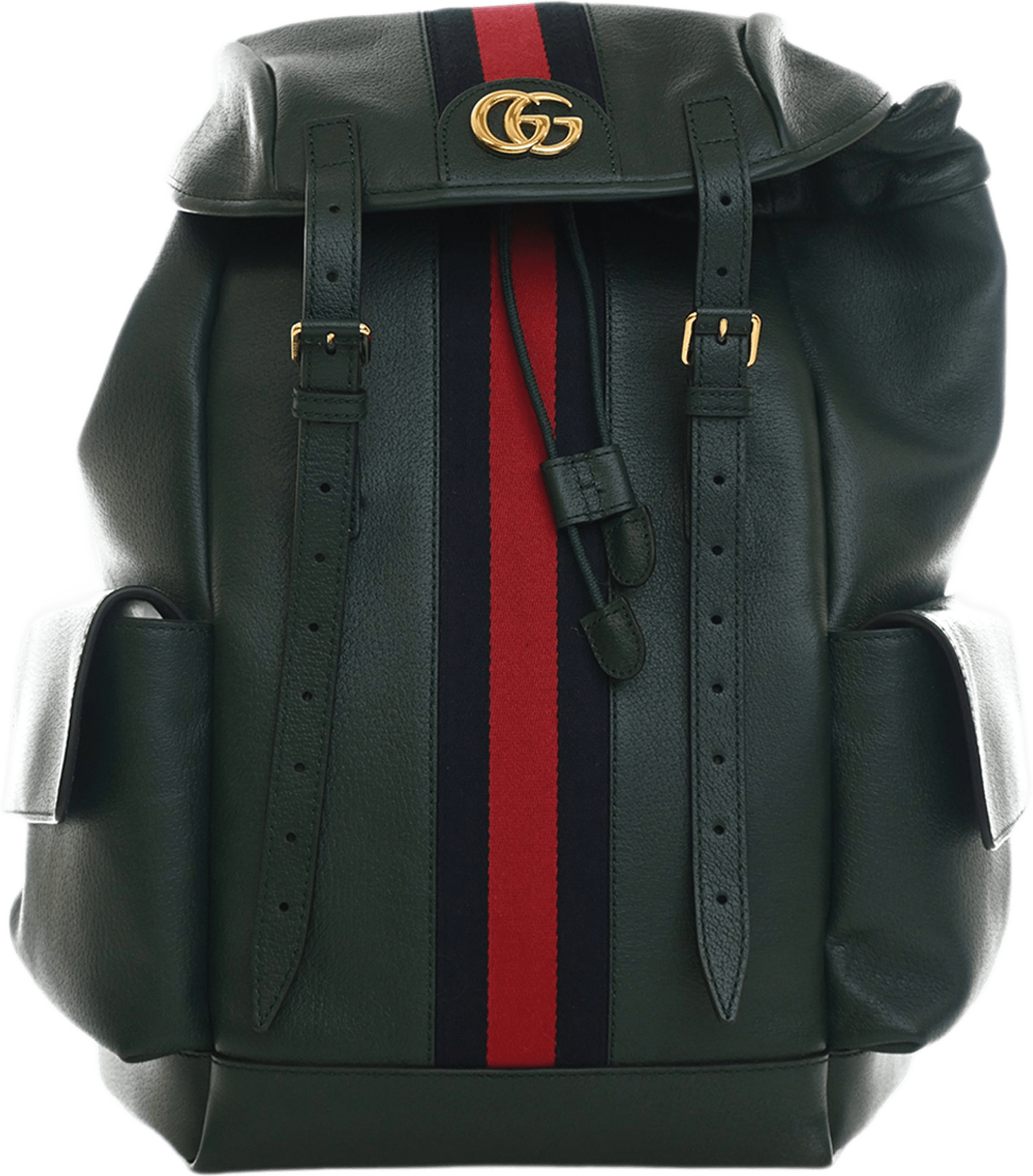 Gucci Large Calfskin Web Ophidia Backpack, från Luxclusif, i färgen grön.