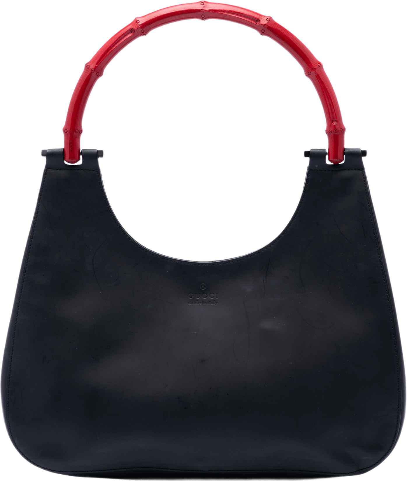 Gucci Calfskin Bamboo Handbag, från Luxclusif, i färgen svart.