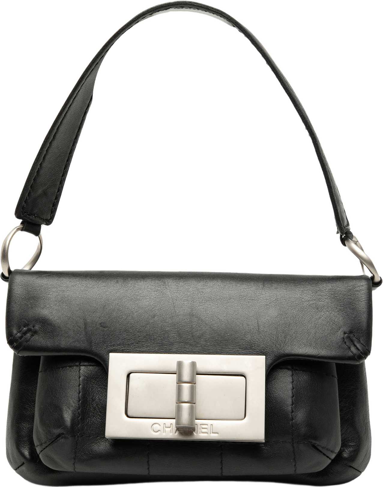 Chanel Mini Calfskin Giant Mademoiselle Turnlock Flap, från Luxclusif, i färgen black.