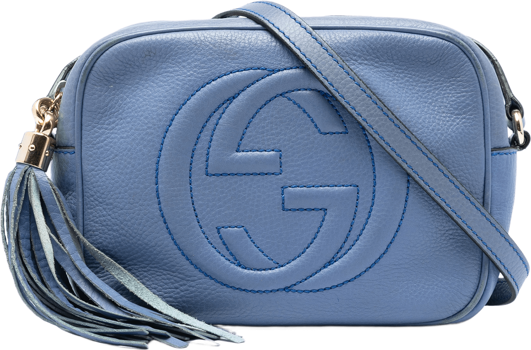 Gucci Calfskin Soho Disco Crossbody, från Luxclusif, i färgen blue.