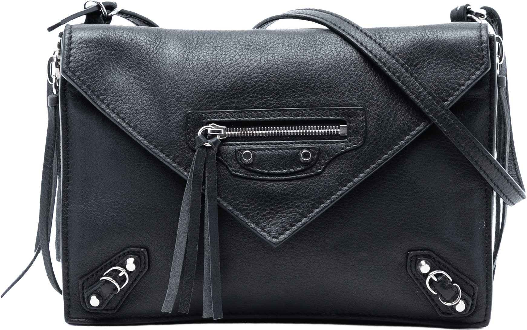 Balenciaga Leather Papier Triple Zip Around Xs Crossbody, från Luxclusif, i färgen black.