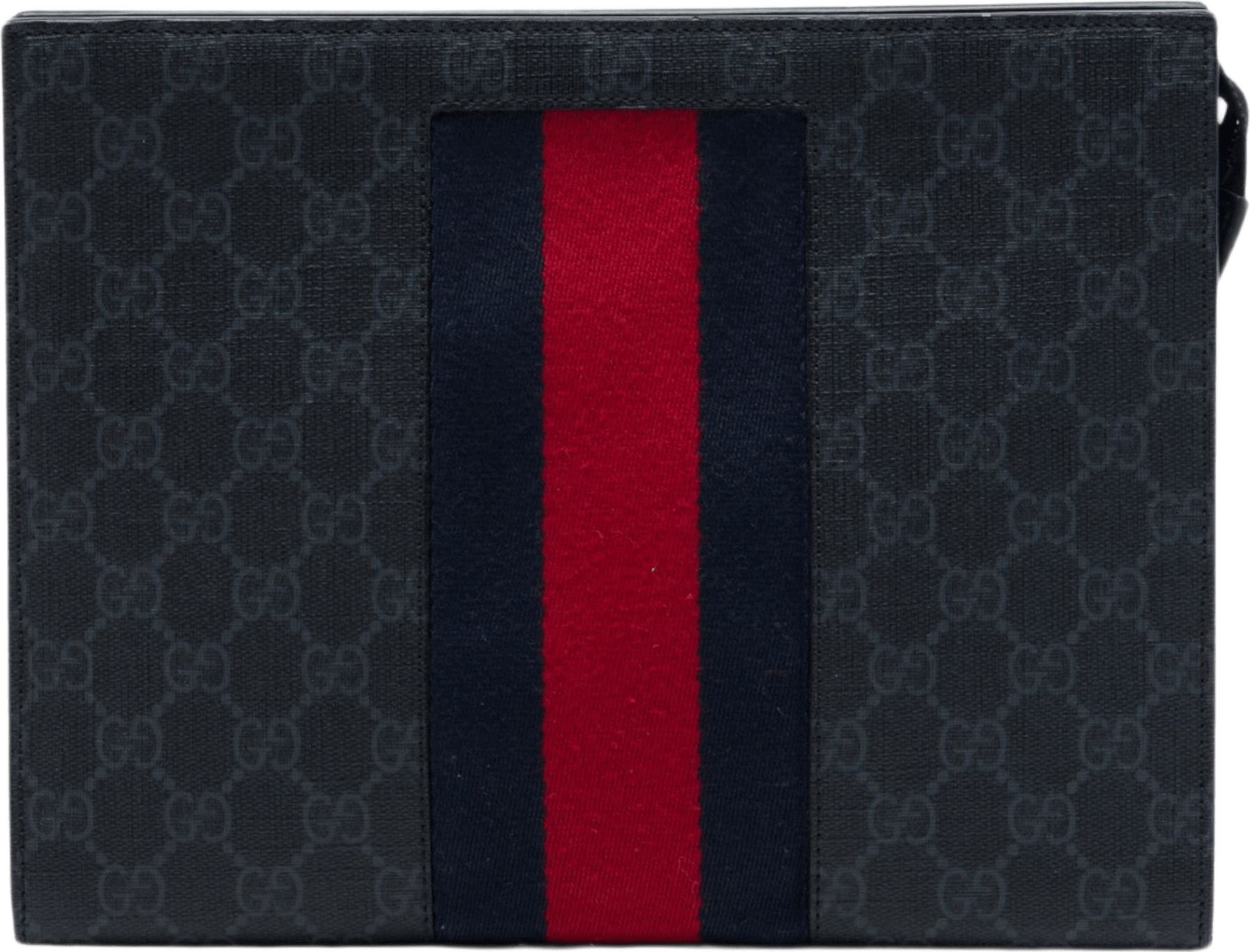 Gucci Gg Supreme Web Clutch, från Luxclusif, i färgen svart.