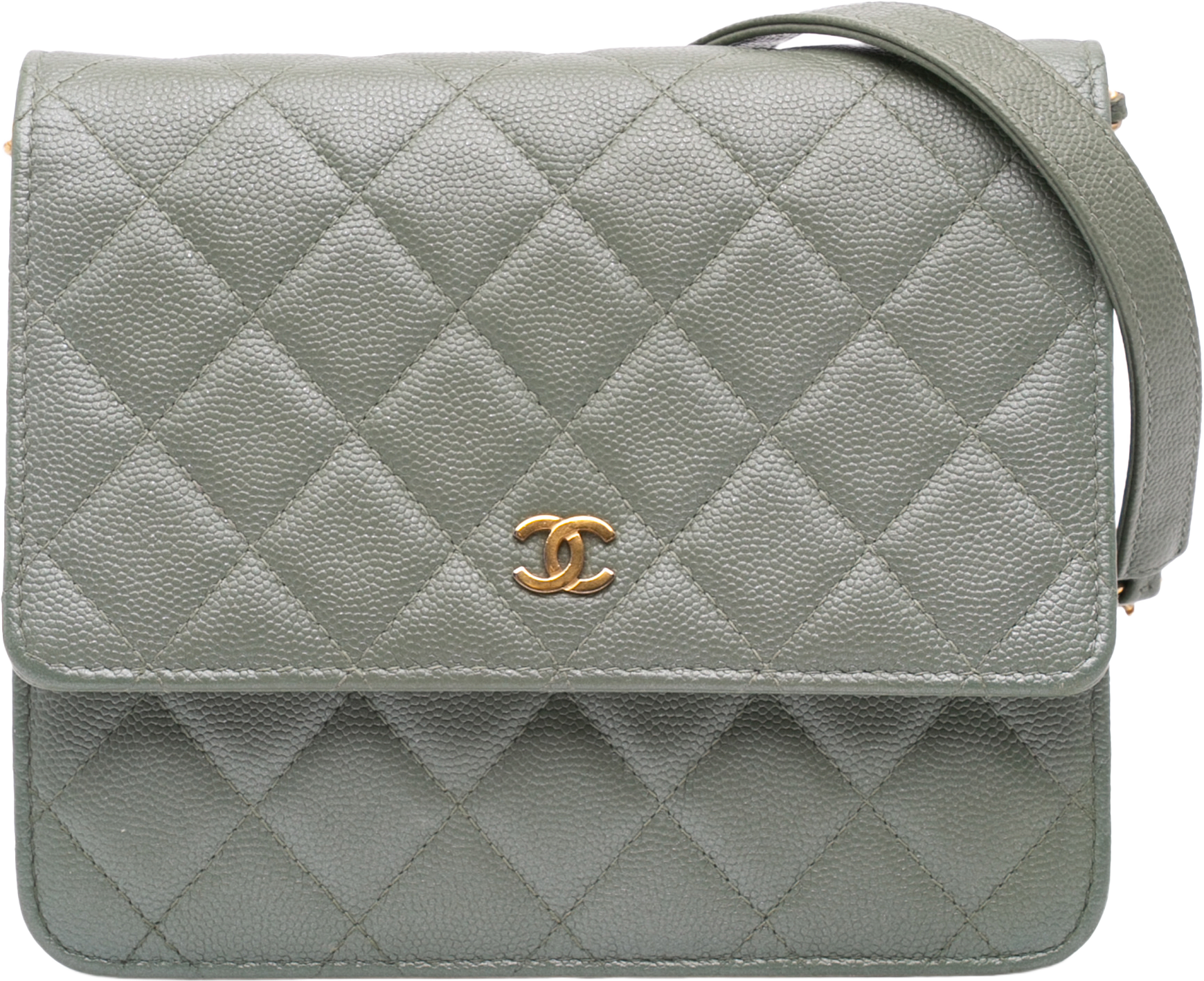 Chanel Quilted Caviar Square Wallet On Chain
