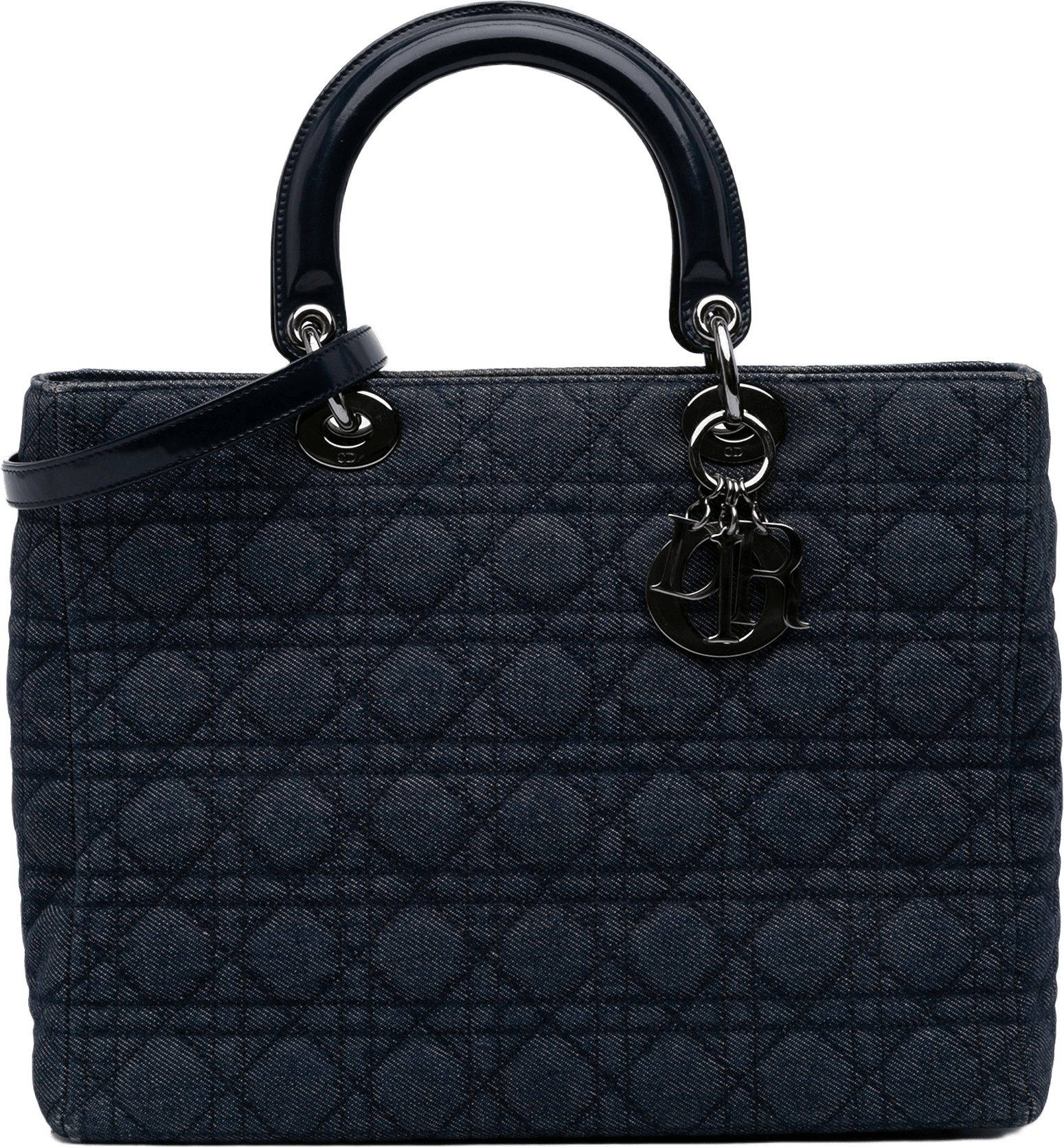 Dior Large Denim Cannage Lady Dior, från Luxclusif, i färgen navy.
