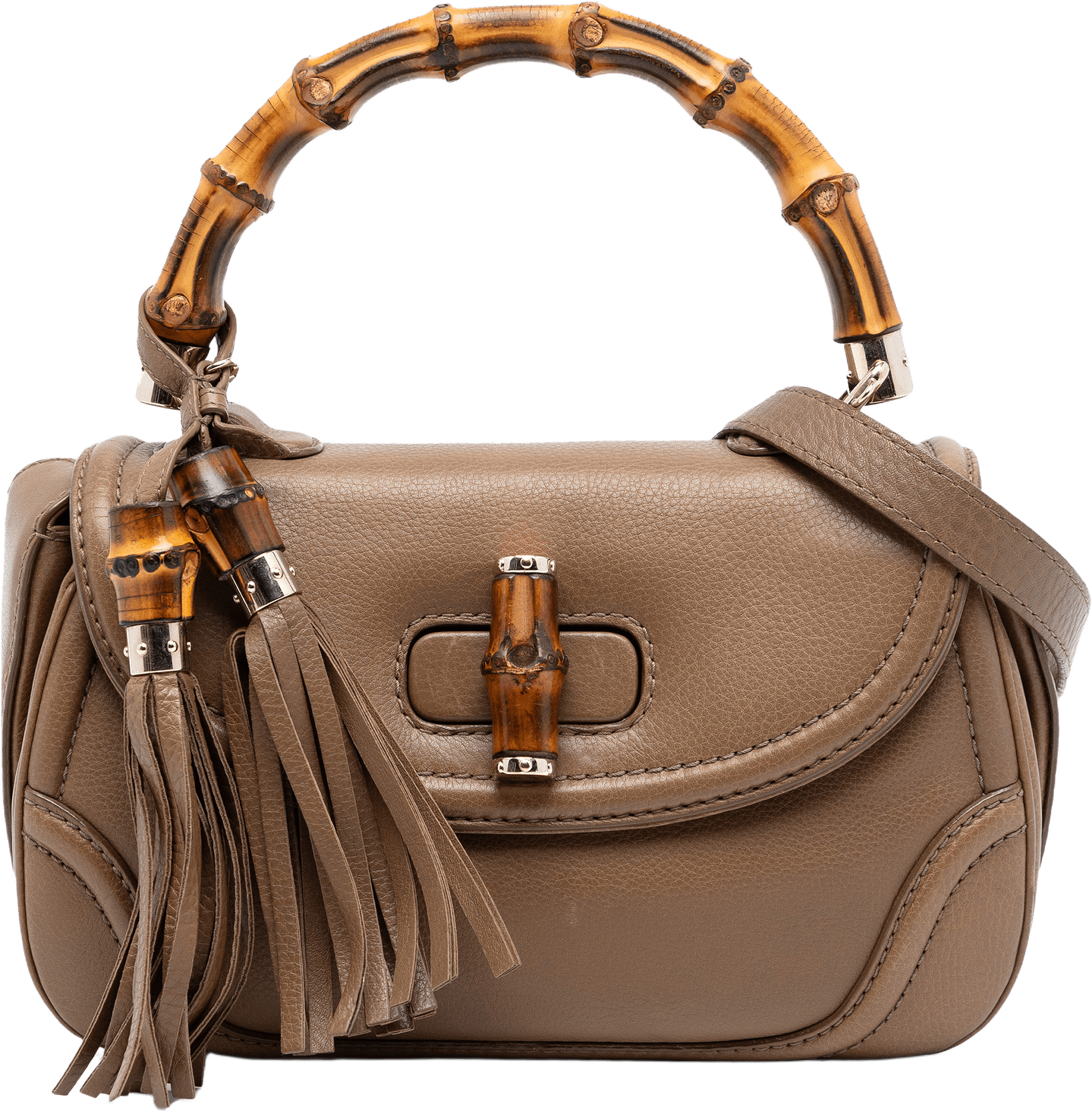 Gucci Medium Calfskin New Bamboo Top Handle Bag, från Luxclusif, i färgen brown.