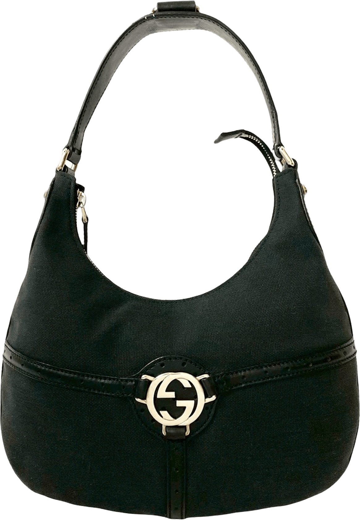 Gucci Canvas Reins Hobo, från Luxclusif, i färgen black.
