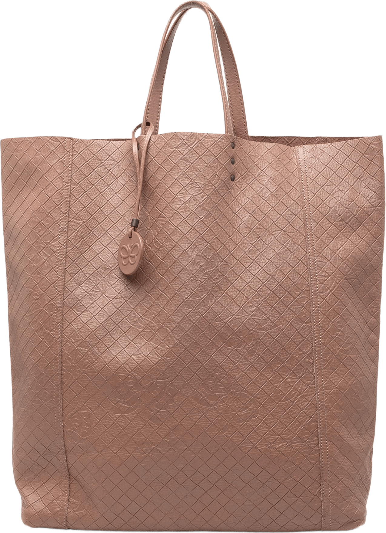 Bottega Veneta Leather Intrecciomirage Butterfly Tote, från Luxclusif, i färgen brun.